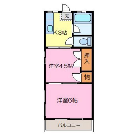 柿本ハイツ(2K/2階)の間取り写真