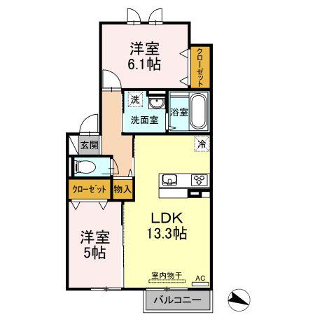 グレイシア(2LDK/2階)の間取り写真