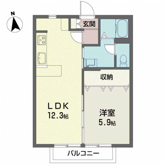 グリーンステージ高田山(1LDK/2階)の間取り写真
