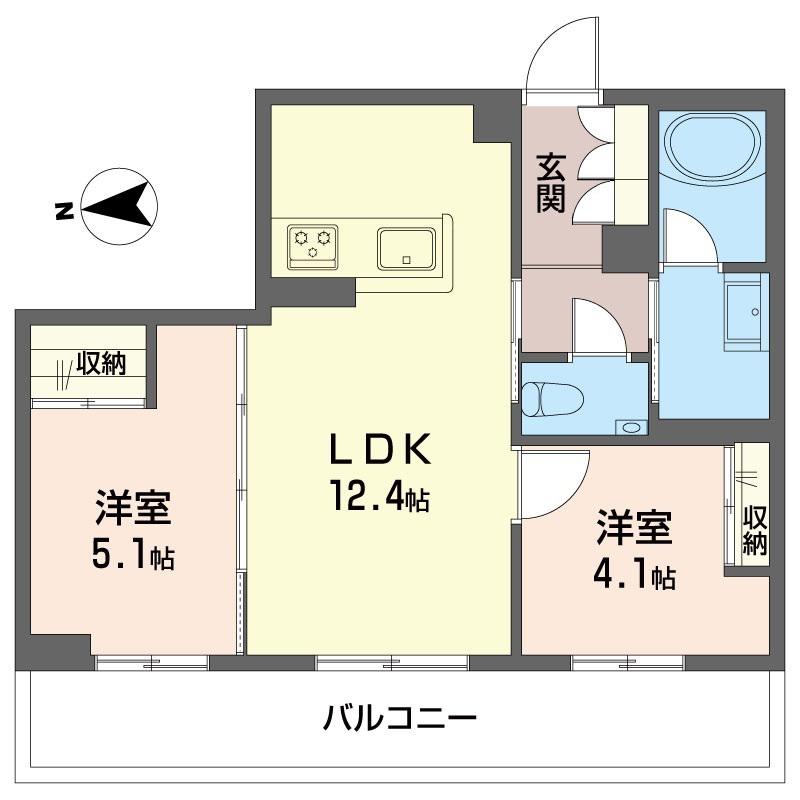 ホクレアセンター北(2LDK/1階)の間取り写真