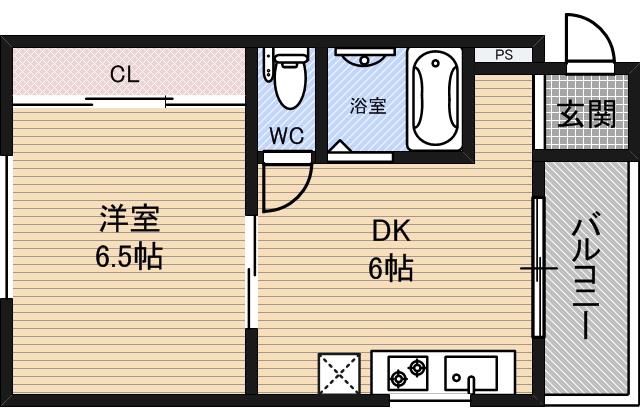 エクセーラ森小路(1DK/4階)の間取り写真