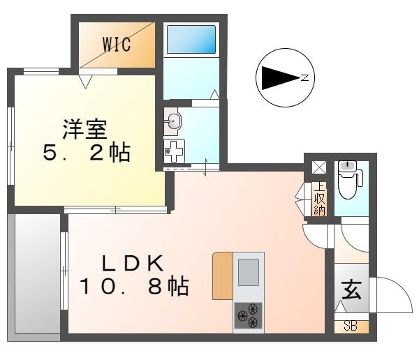 LE CIEL(1LDK/2階)の間取り写真