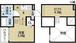 プランドールN(ワンルーム/1階)の間取り写真