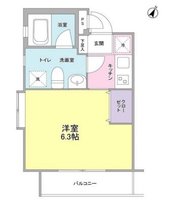 クローバーハイツ西小山 (1K/4階)の間取り写真