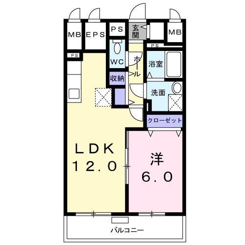 ライラック ガーデン(1LDK/2階)の間取り写真