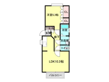 コーポアメニティフルカワ(1LDK/2階)の間取り写真