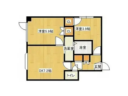 アパルトマンメルシー(2LDK/2階)の間取り写真