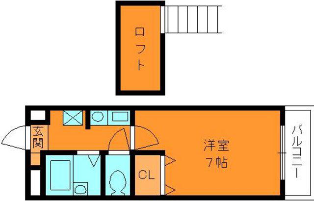 亀井参号館(1K/2階)の間取り写真