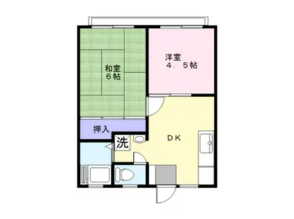 第一高橋ハイツ(2DK/2階)の間取り写真