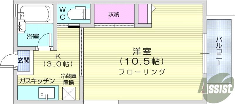 コンドミニアム小川(1K/2階)の間取り写真