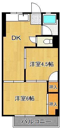 第1熊谷ビル(2DK/4階)の間取り写真