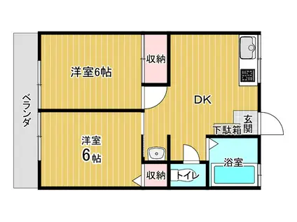 シティハイム明神木(2DK/2階)の間取り写真
