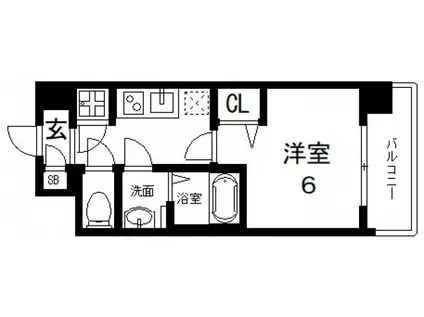 レジュールアッシュOSAKA新深江(1K/3階)の間取り写真