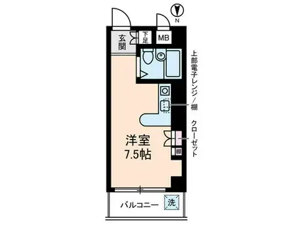 メゾンブランシュII(ワンルーム/4階)の間取り写真