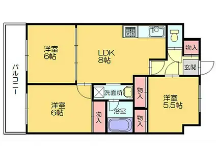 第23川崎ビル(3DK/2階)の間取り写真