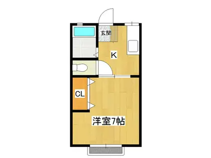 光ハイム(1K/2階)の間取り写真