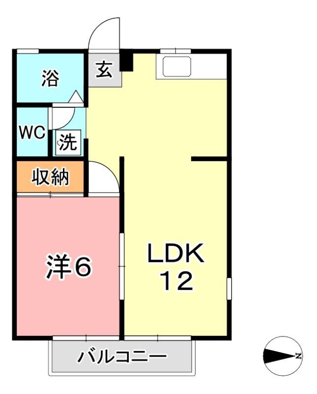 サンライフ中庄 I(1LDK/2階)の間取り写真