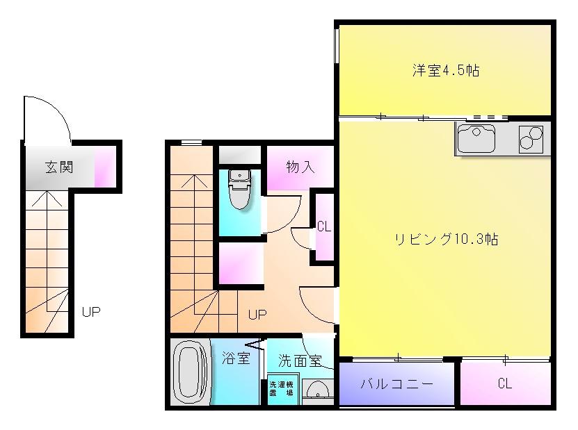 クレイノジニア北本町(1LDK/2階)の間取り写真