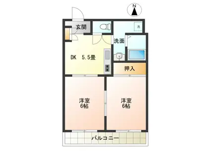 プロシードGTF(2DK/1階)の間取り写真