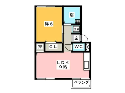 アロールート(1LDK/1階)の間取り写真