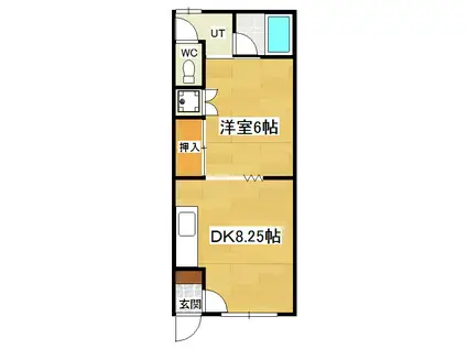 コーポDAISENI(1DK/2階)の間取り写真