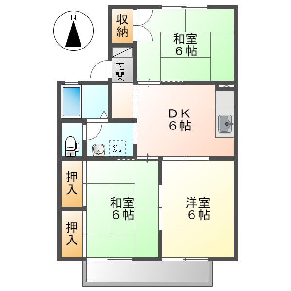 シンセラー羽田B棟(3DK/1階)の間取り写真