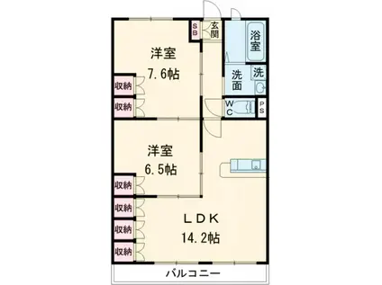 GRANDEUR(2LDK/2階)の間取り写真