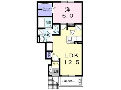アオラニC(1LDK/1階)の間取り写真