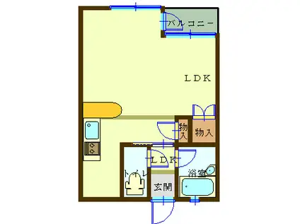 ミーツ・ハウゼ(ワンルーム/2階)の間取り写真