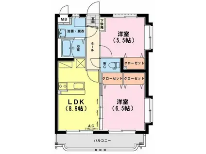 ユーミー吾田東(2LDK/1階)の間取り写真