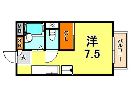 ハイムとき(ワンルーム/1階)の間取り写真