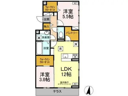 ディーシャンブル 南丸之内B(2LDK/3階)の間取り写真