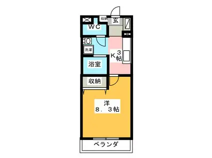 ポルタ・デルマーレ(1K/3階)の間取り写真