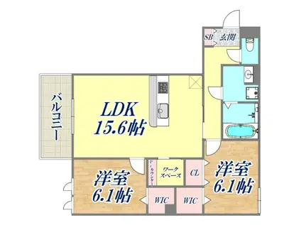 LA MAISON高羽町(2LDK/2階)の間取り写真