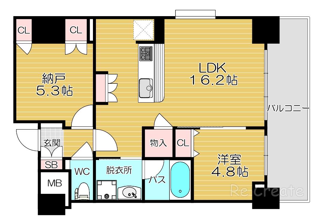 スプランディッド上本町ウエスト(1SLDK/11階)の間取り写真