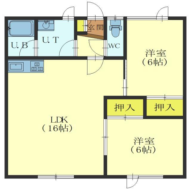 アル東浜(2LDK/2階)の間取り写真