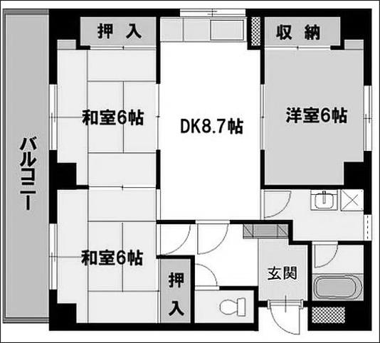 エスポワール川口(3DK/1階)の間取り写真