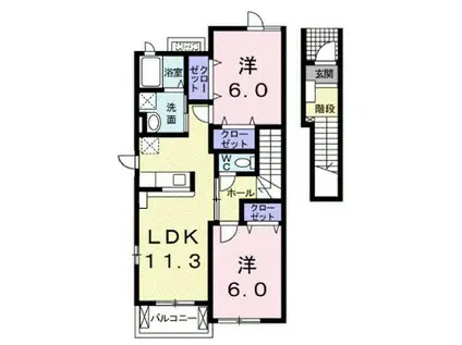 ヴィラエレガントB(2LDK/2階)の間取り写真