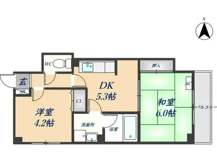 パルティグII(2DK/3階)の間取り写真