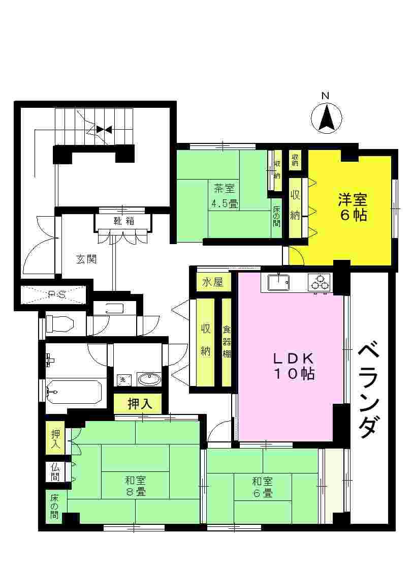 サンモール井上(4LDK/2階)の間取り写真