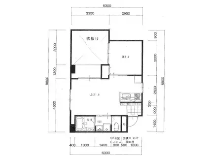 辰巳ビル(1LDK/3階)の間取り写真