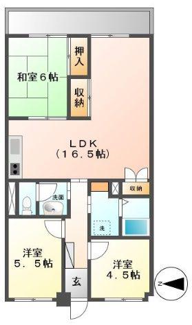 アサヒパレス庄内(3LDK/6階)の間取り写真