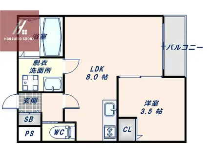 H-MAISON鶴橋II(1LDK/3階)の間取り写真