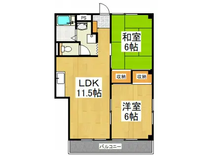 エミネンス・ニノミヤ(2LDK/3階)の間取り写真