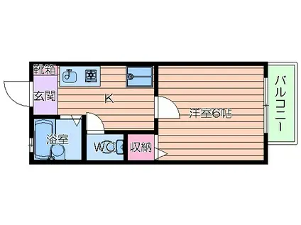 アビテII(1K/2階)の間取り写真
