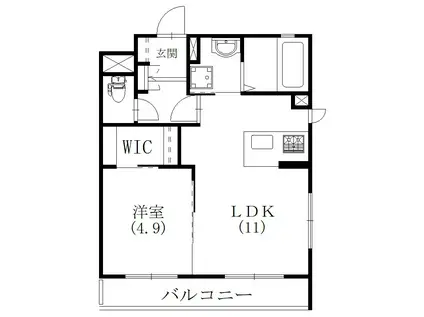 オランジュリー(1LDK/1階)の間取り写真