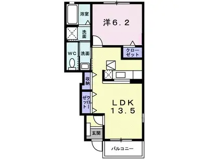 グリーンティアラI(1LDK/1階)の間取り写真