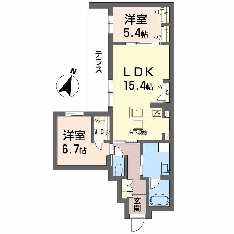 ハムステッドアレー(2LDK/1階)の間取り写真