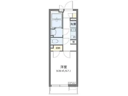 クレイノグリーンブリッジ(1K/2階)の間取り写真