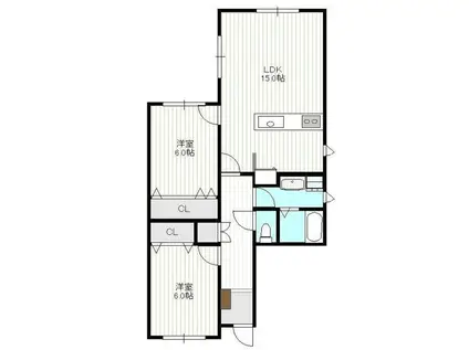 ミリオンバンブーII(2LDK/3階)の間取り写真